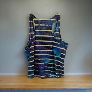 Arizona Jeans Co. Women's Blue Purple Tropical Tank Top Sz Small EUC